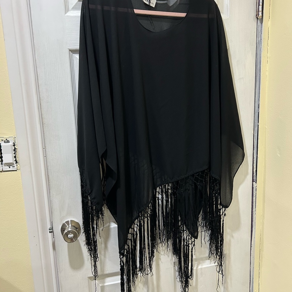 J.B.S. Black Fringe Cape